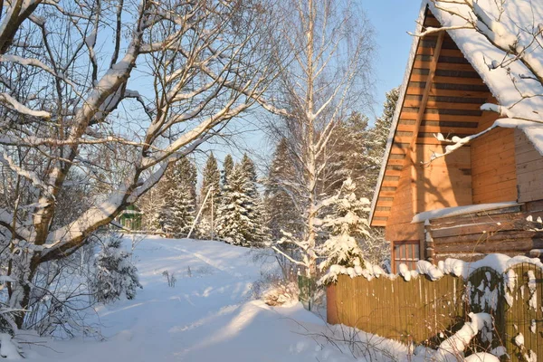 Verschneites Haus Dorf — Stockfoto
