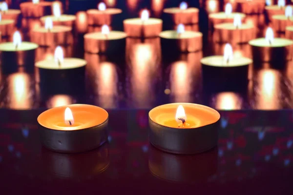 Burning Candles Dark Background — Stock Photo, Image