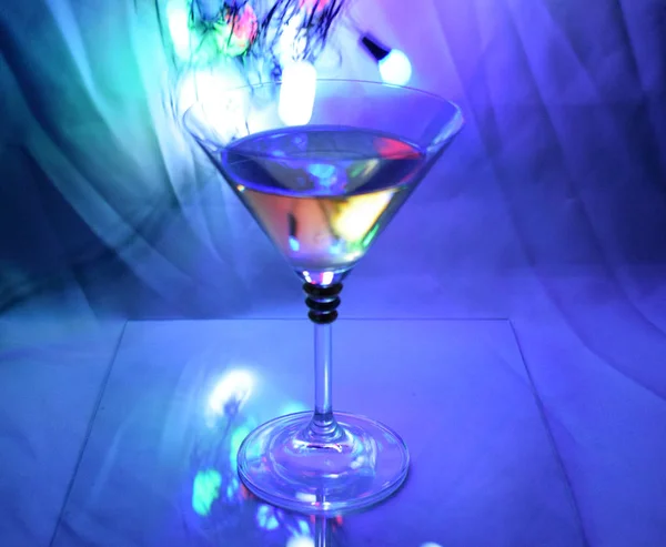 Verre Vin Lumières Colorées — Photo