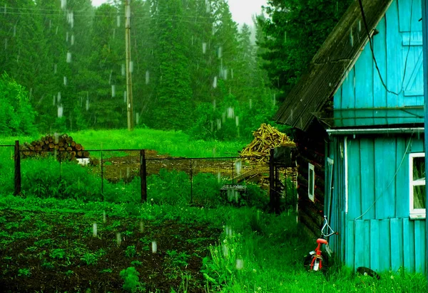 Lluvia Verano Vista Desde Ventana — Foto de Stock