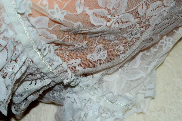 White Lace Fabric Ruffles — Stock Photo, Image
