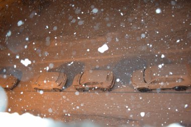 binalar ve kış bir araba