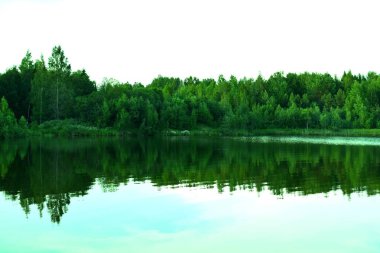 Göl ve yeşil ağaçlar kıyıda