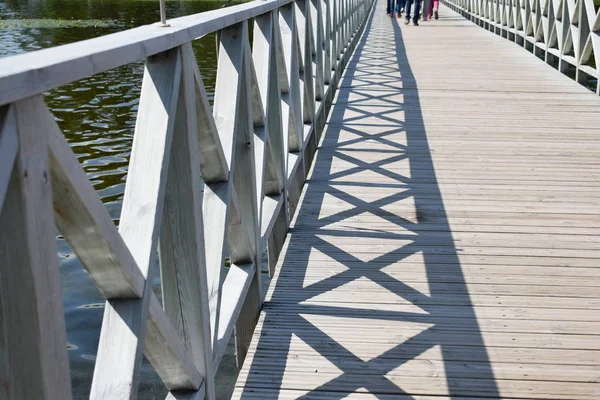 Puente Madera Parque Verano — Foto de Stock