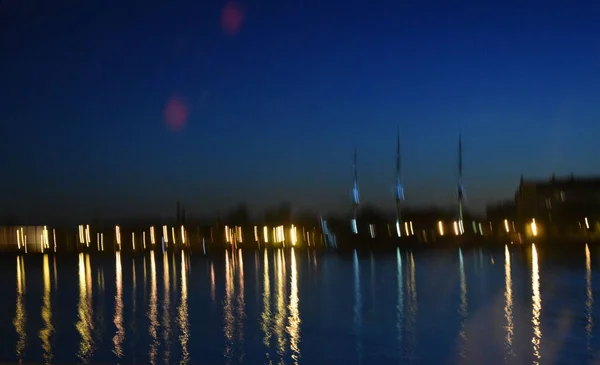 Landschaft Der Abendstadt Metropole Bei Nacht — Stockfoto