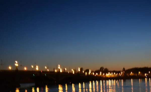 Краєвид Вечірнього Міста Мегаполіс Вночі — стокове фото