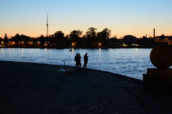 Táj Esti Város Metropolisz Éjjel — Stock Fotó