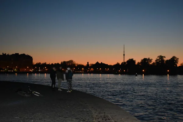 Landschaft Der Abendstadt Metropole Bei Nacht — Stockfoto