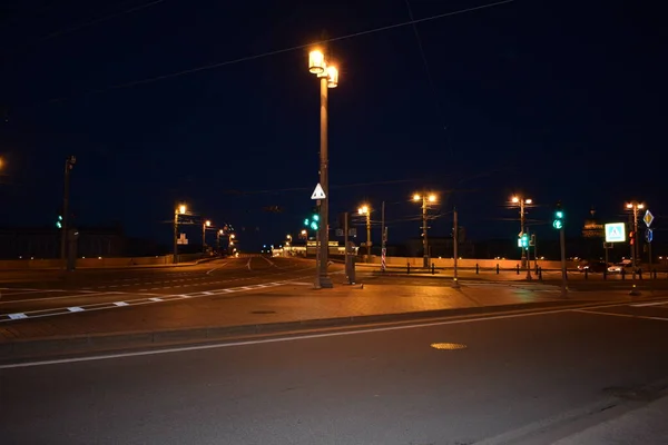 Landschap Van Avondstad Metropool Nachts — Stockfoto