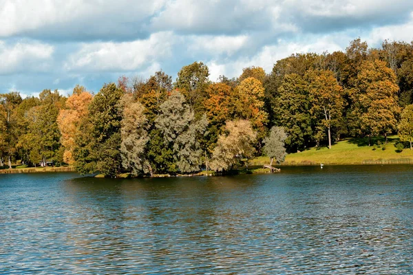 Jezero Parku Podzimní Den — Stock fotografie