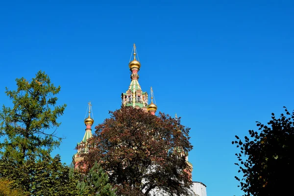 Building Orthodox Church Autumn Landscape — Stock Photo, Image