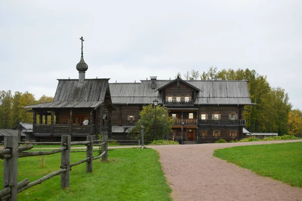 Dřevěné Stavby Krajina Statek Obci — Stock fotografie