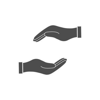 Yardım el simgesi. Vektör çizim, düz tasarım.