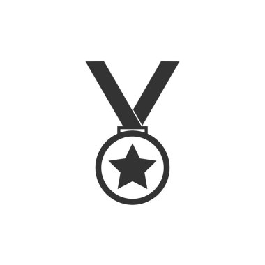 Madalya simgesi. Kupa sembolü. Vektör çizim, düz tasarım.