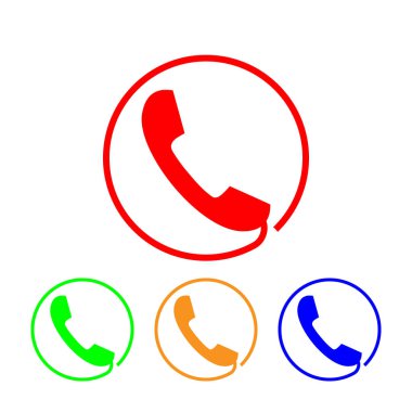 Telefon simgesini, işareti. Yakışıklı. Vektör düz tasarım renkli set