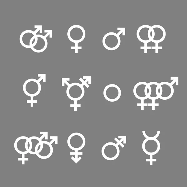 Gender Symbol Weiblich Männlich Homosexuell Lesbisch Transgender Bisexuell Symbol Vector — Stockvektor