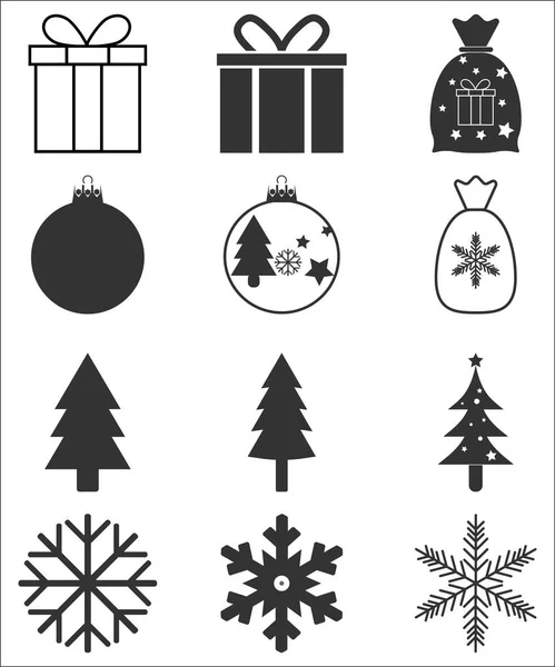 Conjunto de iconos de Navidad. Ilustraciones vectoriales. Diseño plano . — Vector de stock