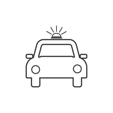 Polis araba simgesi. Vektörel çizimler. Düz tasarım.