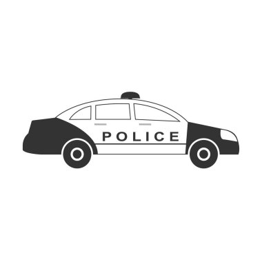 Polis araba simgesi. Vektörel çizimler. Düz tasarım.