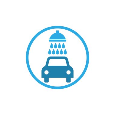 Oto yıkama simgesi. Vektör çizim, düz tasarım.