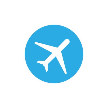 Uçak simgesi, uçak işareti. Vektör çizim, düz tasarım.