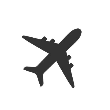 Uçak simgesi, uçak işareti. Vektör çizim, düz tasarım.
