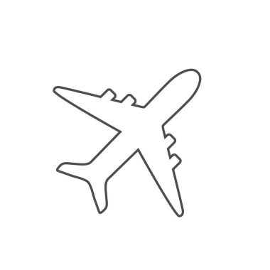 Uçak simgesi, uçak işareti. Vektör çizim, düz tasarım.