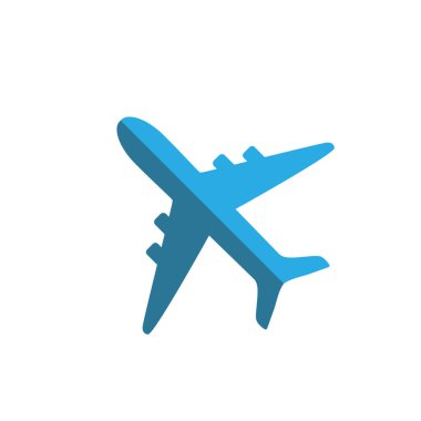 Uçak simgesi, uçak işareti. Vektör çizim, düz tasarım.