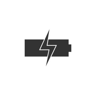 Pil yük simgesi. Pil şarjı. Vektör çizim, düz tasarım.