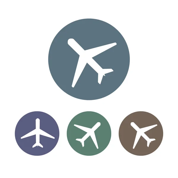 Airplane icon, plane sign. Set. Vector illustration, flat design. — Stock Vector