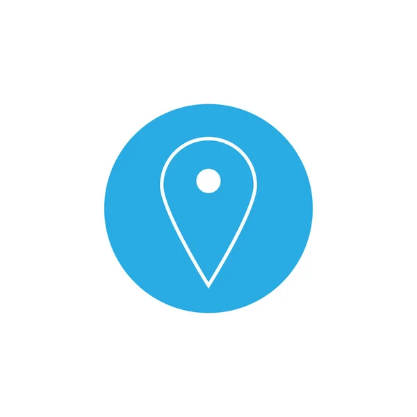 Map pointer icon. GPS location symbol. Flat design. White on blue background. Vektor illustration. — Stock Vector