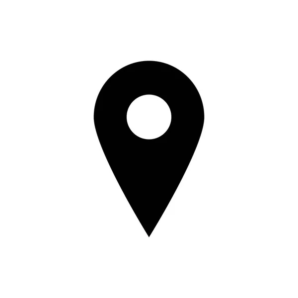 Icono de puntero de mapa. Símbolo de ubicación GPS. Diseño plano. Negro sobre fondo blanco ilustración Vektor . — Vector de stock