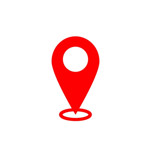 Icono de puntero de mapa. Símbolo de ubicación GPS. Diseño plano. Rojo sobre fondo blanco. Ilustración Vektor . — Vector de stock