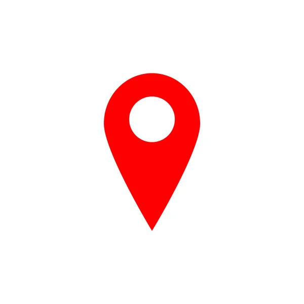 Icono de puntero de mapa. Símbolo de ubicación GPS. Diseño plano. Rojo sobre fondo blanco. Ilustración Vektor . — Vector de stock