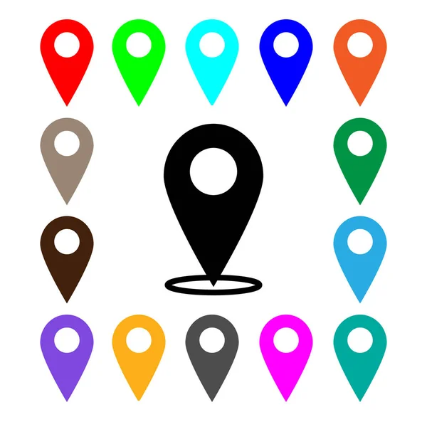 Map pointer icon. Set. GPS location symbol. Flat design. Vektor illustration. — Stock Vector