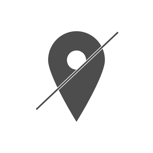 Map pointer icon. Location off. GPS location symbol. Flat design. Grey on white background. Vektor illustration. — Stock Vector