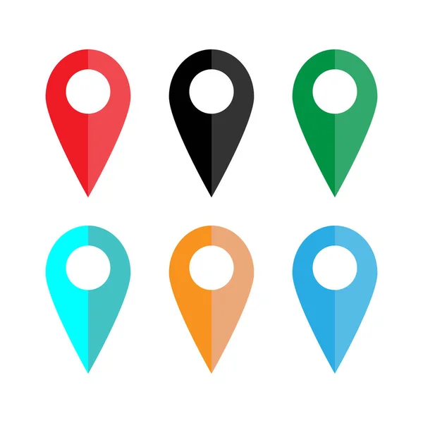 Map pointer icon. Set. GPS location symbol. Flat design. Vektor illustration. — Stock Vector