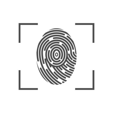 Kimlik sembolü. Parmak izi simgesi. Vektörel çizimler. Düz tasarım.