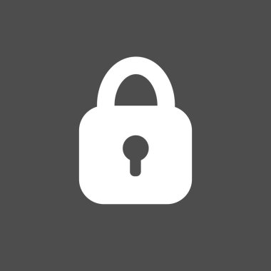 Kilit simgesi. Asma kilit işareti. Kilidini. Vektör çizim. Düz tasarım.