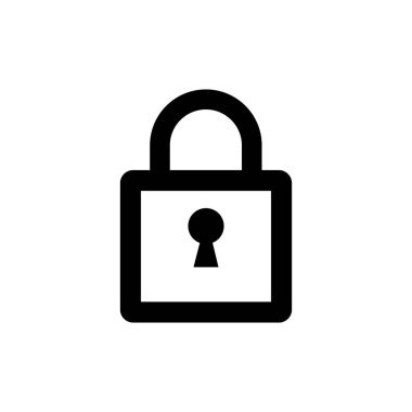 Kilit simgesi. Asma kilit işareti. Kilidini. Vektör çizim. Düz tasarım.