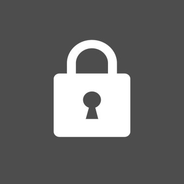 Kilit simgesi. Asma kilit işareti. Kilidini. Vektör çizim. Düz tasarım.