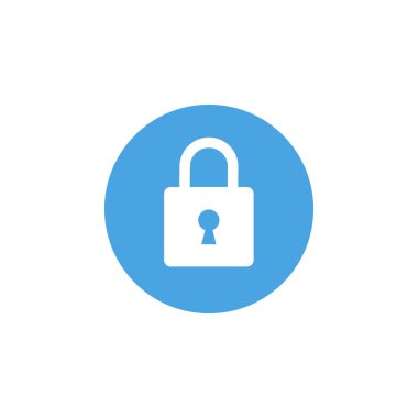 Kilit simgesi. Asma kilit işareti. Kilidini. Vektör çizim. Düz tasarım.