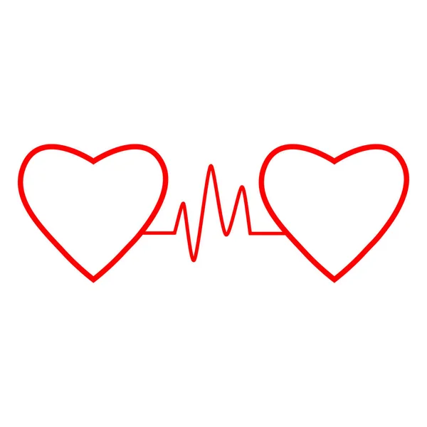 Cardio, cuore, icona del battito cardiaco. Illustrazione vettoriale, design piatto . — Vettoriale Stock