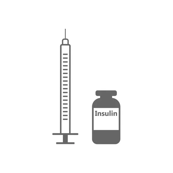 Ícone da seringa de insulina. Ilustração vetorial, design plano . — Vetor de Stock