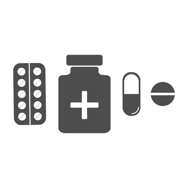 Piller-ikonen. Medicinska läkemedel piller. Vektorillustration, platt design. — Stock vektor