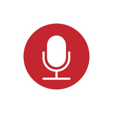 Mikrofon simgesi, kaydedici işareti. Düz tasarım vektör