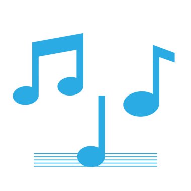 Müzik ikonu, not işareti. Vektör illüstrasyonu, düz tasarım.