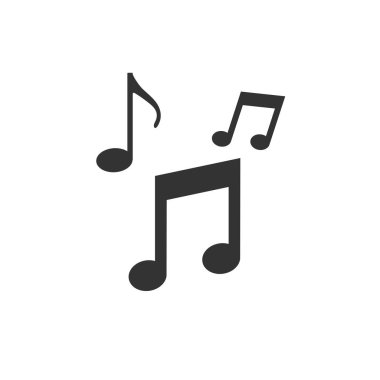 Müzik ikonu, not işareti. Vektör illüstrasyonu, düz tasarım.