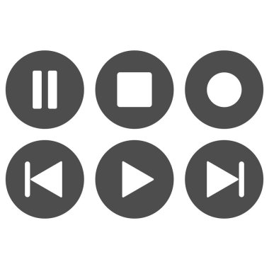 Medya oynatıcı Icon set. Vektör çizim, düz tasarım.