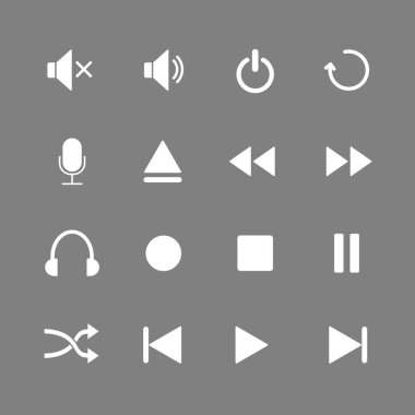 Medya oynatıcı Icon set. Vektör çizim, düz tasarım.